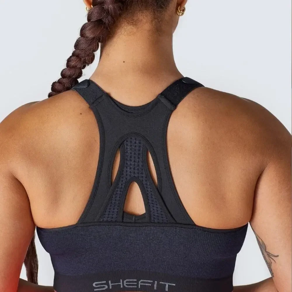 SHEFIT Low Impact Sports Bra Heathered Indigo sz 3Luxe Brand New